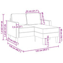 2-personers sofa med chaiselong L-formet 125 cm stof blå