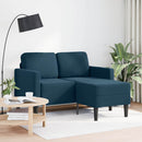 2-personers sofa med chaiselong L-formet 125 cm fløjl blå