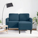 2-personers sofa med chaiselong L-formet 125 cm fløjl blå