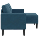 2-personers sofa med chaiselong L-formet 125 cm fløjl blå