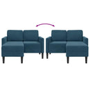 2-personers sofa med chaiselong L-formet 125 cm fløjl blå