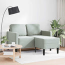 2-personers sofa med chaiselong L-formet 125 cm fløjl lysegrå