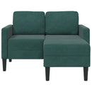 2-personers sofa med chaiselong L-formet 125 cm fløjl mørkegrøn