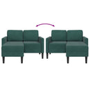 2-personers sofa med chaiselong L-formet 125 cm fløjl mørkegrøn