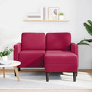 2-personers sofa med chaiselong L-formet 125 cm fløjl vinrød