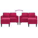 2-personers sofa med chaiselong L-formet 125 cm fløjl vinrød