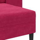 2-personers sofa med chaiselong L-formet 125 cm fløjl vinrød