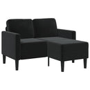 2-personers sofa med chaiselong L-formet sort 125 cm fløjl
