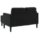 2-personers sofa med chaiselong L-formet sort 125 cm fløjl