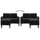 2-personers sofa med chaiselong L-formet sort 125 cm fløjl