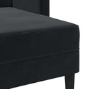 2-personers sofa med chaiselong L-formet sort 125 cm fløjl