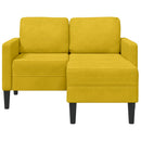 2-personers sofa med chaiselong L-formet 125 cm fløjl gul
