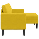 2-personers sofa med chaiselong L-formet 125 cm fløjl gul