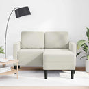 2-personers sofa med chaiselong L-formet 125 cm fløjl creme