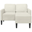 2-personers sofa med chaiselong L-formet 125 cm fløjl creme