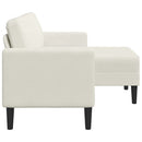 2-personers sofa med chaiselong L-formet 125 cm fløjl creme