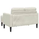 2-personers sofa med chaiselong L-formet 125 cm fløjl creme