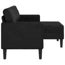 2-personers sofa med chaiselong L-formet sort 125 cm kunstlæder