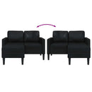 2-personers sofa med chaiselong L-formet sort 125 cm kunstlæder