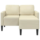 2-personers sofa med chaiselong L-formet 125cm kunstlæder creme