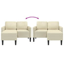 2-personers sofa med chaiselong L-formet 125cm kunstlæder creme