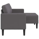 2-personers sofa med chaiselong L-formet 125 cm kunstlæder grå