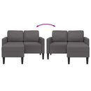 2-personers sofa med chaiselong L-formet 125 cm kunstlæder grå