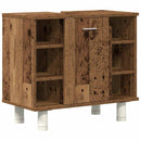 møbelsæt til badeværelse 3 dele konstrueret træ antikt træ