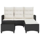 sofasæt til haven 3 dele med hynder L-formet polyrattan sort