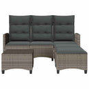 sofasæt til haven 3 dele med hynder L-formet polyrattan grå