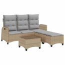 sofasæt til haven 3 dele med hynder L-formet polyrattan beige