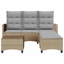 sofasæt til haven 3 dele med hynder L-formet polyrattan beige