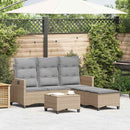 sofasæt til haven 3 dele med hynder L-formet polyrattan beige