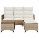 sofasæt til haven 3 dele med hynder L-formet polyrattan beige