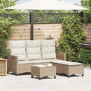 sofasæt til haven 3 dele med hynder L-formet polyrattan beige