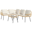 Havesofa Sæt med pude 2 pcs Naturfarvet polyrattan