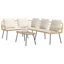 Havesofa Sæt med pude 2 pcs Naturfarvet polyrattan