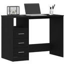 skrivebord m. skuffer 102x50x76 cm konstrueret træ sort egetræ