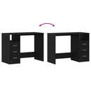 skrivebord m. skuffer 102x50x76 cm konstrueret træ sort egetræ