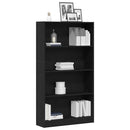 bogreol 4 hylder 80x24x143 cm konstrueret træ sort egetræsfarve