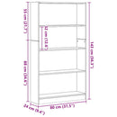 bogreol 4 hylder 80x24x143 cm konstrueret træ sort egetræsfarve