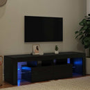 tv-bord med LED-lys 140x36,5x40 cm konstrueret træ sort egetræ