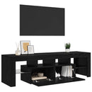 tv-bord med LED-lys 140x36,5x40 cm konstrueret træ sort egetræ