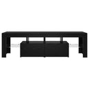 tv-bord med LED-lys 140x36,5x40 cm konstrueret træ sort egetræ