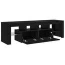 tv-bord med LED-lys 140x36,5x40 cm konstrueret træ sort egetræ