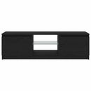 tv-bord med LED-lys 120x30x36 cm konstrueret træ sort egetræ