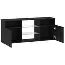 tv-bord med LED-lys 120x30x50 cm konstrueret træ sort egetræ