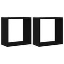 væghylder 2 stk. 30x15x30 cm kubeformet konstrueret træ sort eg