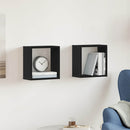 væghylder 2 stk. 30x15x30 cm kubeformet konstrueret træ sort eg