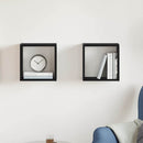 væghylder 2 stk. 30x15x30 cm kubeformet konstrueret træ sort eg
